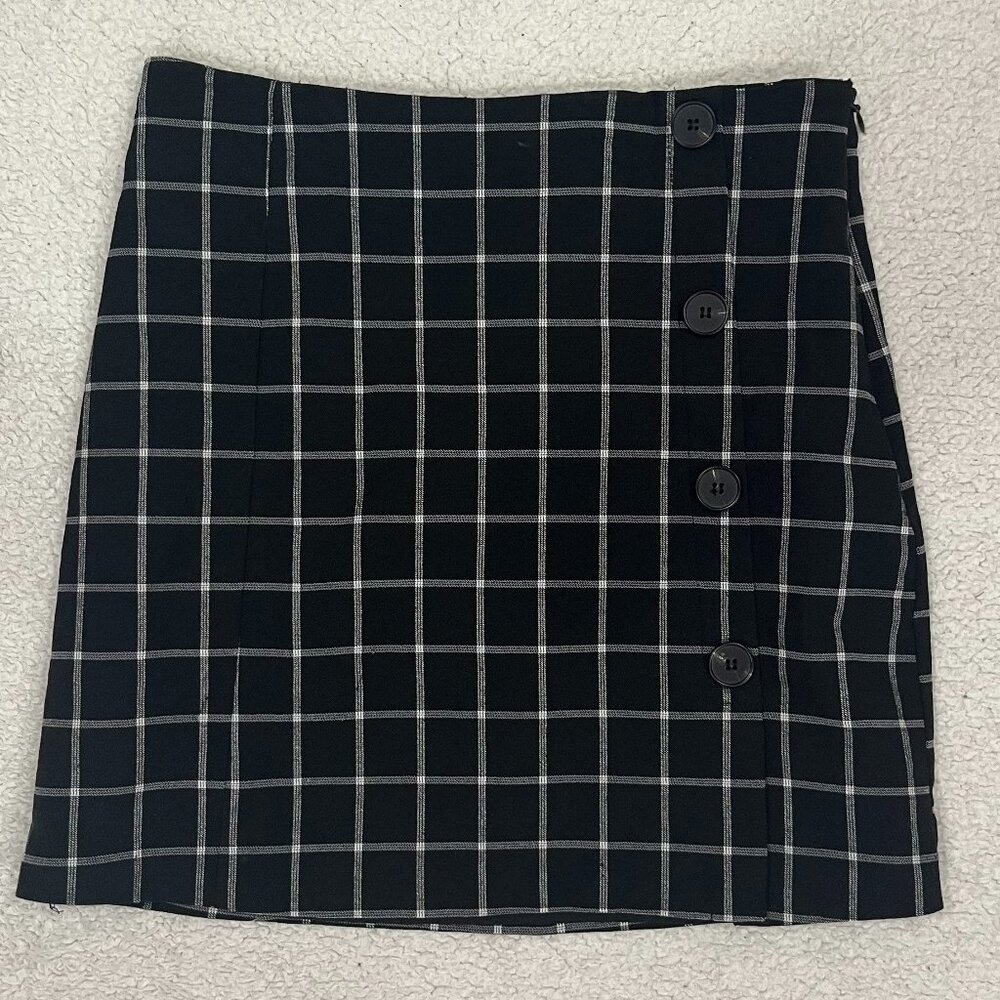 Black Mini Skirt with Buttons